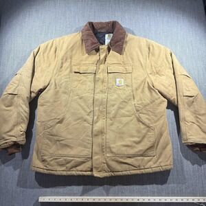 Vintage Carhartt C003 Coat Mens 50 Brown Duck Canvas Quilted Workwear USA 00s